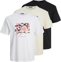 JACK & JONES Tricou 'ARUBA' bej, negru, alb, Mărimea M