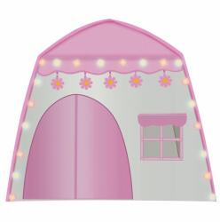 Cort de joaca pentru copii, cu lampi rotunde, husa tip geanta, roz si alb, 130x90x126 cm, Kruzzel GartenVIP DiyLine