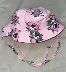  Pamutvászon nyári kalap fülvédővel és megkötővel - Rózsaszín cicás