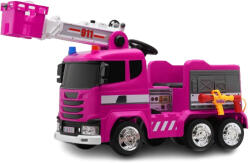 Hollicy Masinuta electrica de pompieri pentru copii 2-7 ani, Kinderauto B911, 140W, 12V-10Ah, accesorii incluse, bluetooth, roz