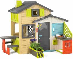 Smoby Căsuța Prietenilor cu ghiveci în culori elegante Friends House Evo Playhouse Smoby extensibilă (SM810228-1H) Casuta pentru copii