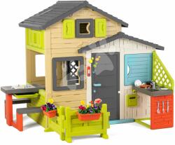 Smoby Căsuța Prietenilor cu jocuri de societate în culori elegante Friends House Evo Playhouse Smoby extensibilă cu măsuță (SM810228-1I) Casuta pentru copii