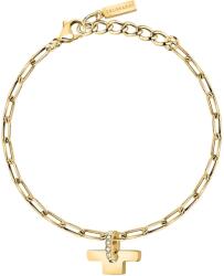 Trussardi Brățară elegantă, placată cu aur, cu logo-ul T, cu cristale TJAXC24