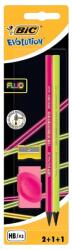 BIC Creion BIC Evolution Fluo B/2 + Radiera + Ascutitoare, Roz (942080P/ROZ)