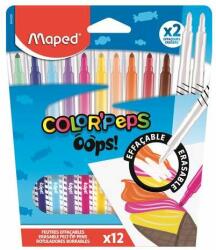 Maped Set de stilouri cu vârf de fetru, 3, 6 mm, șterse, MAPED "Color`Peps Oops! ", 10+2 culori diferite (844200)
