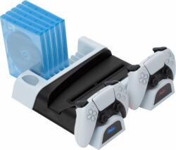 FroggieX Playstation 5 hűtő + töltőállomás + lemez tartó - Fehér (FX-P5-C3-W)