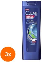 CLEAR Set 3 x Sampon Anti-matreata Clear Men Extra Freschezza 24h, cu Mentol, 225 ml