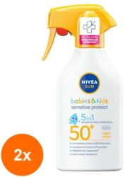 Nivea Set 2 x Spray pentru Protectie Solara pentru Copii Nivea Sun Babies & Kids Sensitive Protect 5in1, SPF 50+, 270 ml (ROC-2xMAG1017381TS)