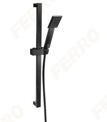 FERRO Sinus Black - csúszórudas / fali állítható zuhanytartós zuhanyszett 1 funkciós kézizuhany, szögletes design, matt fekete színű kivitel, N170BL-B