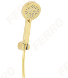 FERRO Rillo 3 funkciós kézizuhannyal zuhanyszett komplett fali zuhanytartóval, zuhanyfejjel, gégecsővel, gold, fényes arany színű kivitel, U365G