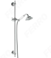 FERRO Retro Old - nosztalgia stílusú design / dizájn zuhanyszett 1 funkciós fehér-króm zuhanyfejjel, állítható zuhanytartóval, króm kivitel, N160