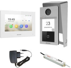 Hikvision DS-KIS604-P-W/S Fehér beltérivel, felületre szerelhető kültéri + tápegység + esővédő (csomag-DS-KIS604-P-W-SURFACE)