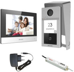 Hikvision DS-KIS604-P/S Fekete beltérivel, felületre szerelhető kültéri + tápegység + esővédő (csomag-DS-KIS604-P-SURFACE-C)