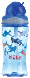 NUBY Flip-it Szívószálas ivópohár 360 ml 12 hó+ (kék - cápák)