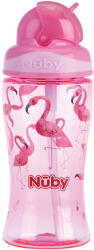 NUBY Flip-it Szívószálas ivópohár 360 ml 12 hó+ (rózsaszín - flamingók)