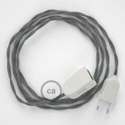  Grey Natural Linen fabric TN02 2P 10A Extension cable Made in Italy - allights - 11 540 Ft
