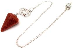 R. M. ékszer Ásványok Inga hatlap csillag Goldstone vörös 1, 5x2, 5cm (011183)