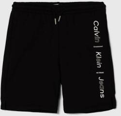 Calvin Klein Jeans gyerek pamut rövidnadrág fekete, állítható derekú - fekete 140 - answear - 26 990 Ft