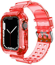 SmartWatcherz Átlátszó Szilikon Apple Watch Szíj és Tok Piros, 38mm, 40mm, 41mm (95547-95593)