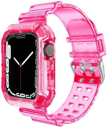 SmartWatcherz Átlátszó Szilikon Apple Watch Szíj és Tok Pink, 42mm, 44mm, 45mm (95547-95591)