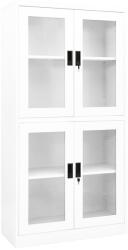 vidaXL Dulap de birou, alb, 90x40x180 cm, otel si sticla securizata (335938) - orlandokids Biblioteca