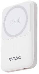 V-TAC Power Bank 10000mah Cu Inel Magnetic Incarcare Wireless - Alb (sku-23039)