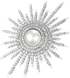 Eva Grace Brosa Anna, in forma de raze, cu montura argintie, decorata cu zirconiu si perla - Colectia Celebration