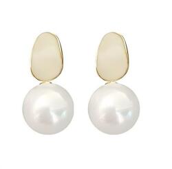 Eva Grace Cercei Jeanne, albi, cu montura aurie, decorati cu perle - Colectia Universe of Pearls