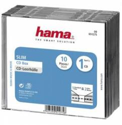 Hama Cutii pentru CD Hama Slim pentru discuri, pachet de 10, transparent/negru