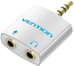 Vention Adaptor audio Vention BDBW0 4 poli 3, 5 mm tata la 2x 3, 5 mm mama 0, 25 m argintiu (056466)
