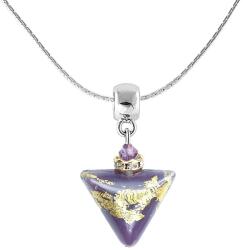 Lampglas Colier impresionant Purple Triangle cu aur de 24 de carate în perla Lampglas NTA10