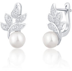 JwL Luxury Pearls Cercei frumoși din argint cu perle reale și zirconii JL0719