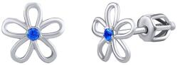 Silvego Cercei din argint - floare cu zircon albastru pe șurub SILVEGOB31857SBDB