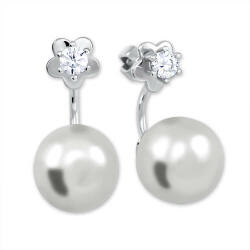 Soliter Brilio Silver Cercei de argint cu perle sintetice si cristal clar 438 001 01784 04