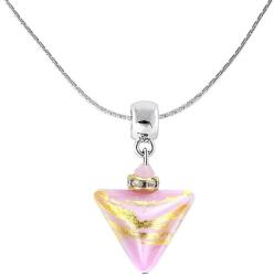 Lampglas Colier romantic Sweet Rose Triangle cu aur de 24 de carate în perla Lampglas NTA9
