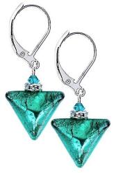Lampglas Cercei frumoși Green Triangle cu argint pur în perle Lampglas ETA7/S