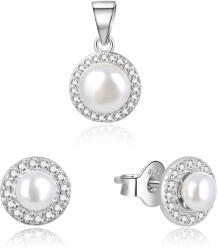 Beneto Frumos set de bijuterii din argint cu perle de râu AGSET278L (pandantiv, cercei)