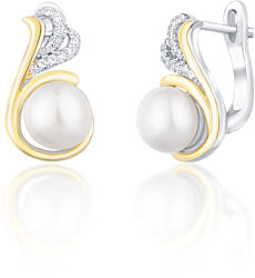 JwL Luxury Pearls Cercei bicolori din argint cu perle reale si zirconii JL0720