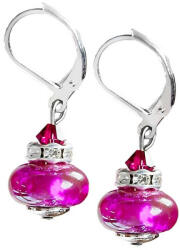 Lampglas Csodálatos fülbevaló tiszta ezüsttel Magenta Dream Lampglas gyönggyel ESH4