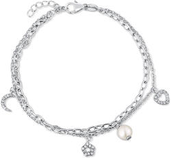 JwL Luxury Pearls Dupla ezüst karkötő medálokkal és valódi gyöngyökkel JL0802 - vivantis