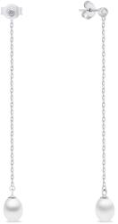 Brilio Silver Bájos hosszú fülbevaló cirkónium kövekkel és gyöngyökkel EA1004W