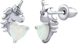 Silvego Ezüst bedugós fülbevaló egyszarvú Esma fehér opállal szív alakú DCC22008EOW