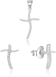 Beneto Ezüst ékszerszett kereszt AGSET254L (medál, fülbevaló)