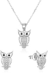 Beneto Ezüst bagoly ékszerszett AGSET61RL (nyaklánc, fülbevaló)