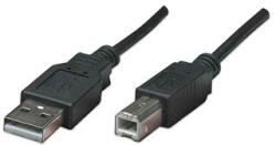 Logo USB kábel (2.0), USB A csatlakozó - USB B csatlakozó, 3 m, fekete, buborékcsomagolásban