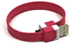 Logo USB kábel (2.0), USB A csatlakozó - microUSB csatlakozó, 0, 25m, rózsaszín, buborékcsomagolás, csuklópánt, SELL
