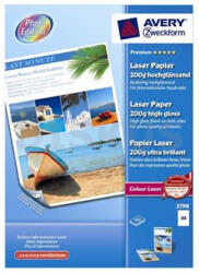 AVERY Premium Laser papír, 2798, fotópapír, magas fényű, fehér, A4, 200 g/m2, 100 db, lézer, lézer