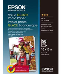 Epson Value fényes fotópapír, C13S400038, fotópapír, fényes, fehér, 10x15cm, 183 g/m2, 50 db, tintasugaras papír