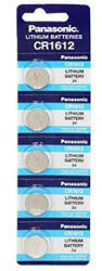 Panasonic Baterie litiu, buton, CR1612, 3V, Panasonic, blister, pachet de 5 Baterii de unica folosinta