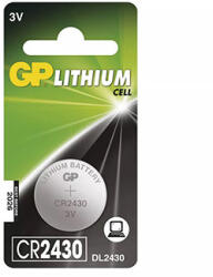 GP Batteries Lítium elem, CR2430, CR2430, 3V, GP, buborékcsomagolás, 1 db